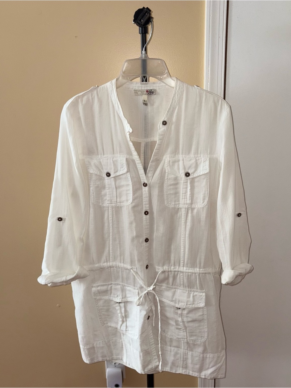 Joie White Button Down Dress - Picture 3 of 6